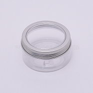 Round Aluminium Cover Plastic Box, Storage Containers for Cosmetic, Candles, Candies, with Screw Top Lid and Clear Window, Platinum, 2-3/4x1-1/2 inch(7.15x3.7cm), Inner Diameter: 61.5mm, Capacity: 80ml(CON-WH0079-29B)