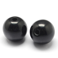Round Imitation Cat Eye Resin Beads, Black, 8x7mm, Hole: 1.8~2mm(RESI-R157-8mm-14)
