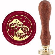 Brass Wax Seal Stamp with Handle, for DIY Scrapbooking, Mushroom Pattern, 3.5x1.18 inch(8.9x3cm)(AJEW-WH0184-0728)