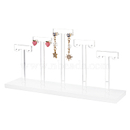 Acrylic T-Bar Earring Display Stands, Earring Riser Organizer Holder with 5Pcs Bars, Clear, Finish Product: 19.9x5x10.2cm, about 6pcs/set(AJEW-WH0304-95B)