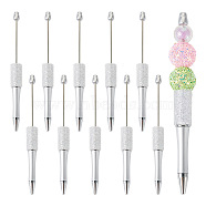 Plastic Beadable Pens, Shaft Black Ink Ballpoint Pen, for DIY Pen Decoration, Silver, 146x14.5mm, Pin: 1.8mm(BT-TAC0003-08E)