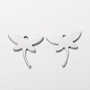 Dragonfly 304 Stainless Steel Pendants, Stainless Steel Color, 18x18.5x1mm, Hole: 1mm(STAS-I045-25)