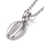 304 Stainless Steel Coffee Bean Pendant Necklace for Women, Stainless Steel Color, 19.69 inch(50cm)(STAS-E154-25P)