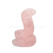 Natural Rose Quartz Carved Snake Figurines, for Home Desktop Decoration, 40mm(PW-WGA1AFF-02)