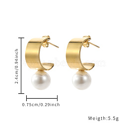 Stainless Steel with Imitation Pearl Gold Plated Earrings(JZ8355-2)