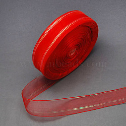 Organza Ribbon, Christmas Ribbon, Red, 1 inch(25mm), 100yards/roll(91.44m/roll)(ORIB-Q009-1)