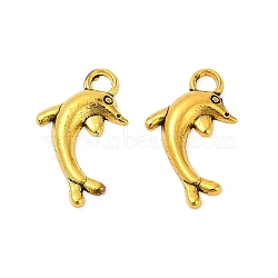 Tibetan Style Alloy Metal Pendants, Cadmium Free & Lead Free, Dolphin, Antique Golden, 19x11.5mm, Hole: 2.5mm(GLF0364Y)