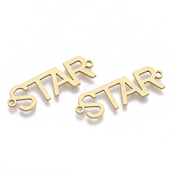 201 Stainless Steel Links connectors, Laser Cut Links, Word Star, Golden, 31x9.5x1mm, Hole: 1.5mm(STAS-N091-37G)