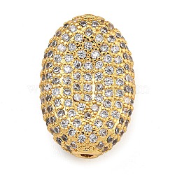 Rack Plating Brass Micro Pave Cubic Zirconia Charms, Cadmium Free & Lead Free, Long-Lasting Plated, Real 18K Gold Plated, Oval, Clear, 19x13x8mm, Hole: 1.5mm(KK-G513-74A-02G)