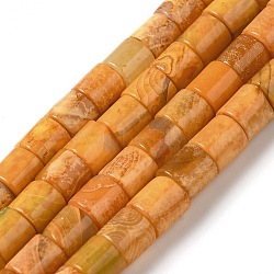 Natural Quartz Beads Strands, Dyed, Column, Orange, 7x6mm, Hole: 1.2mm, about 63pcs/strand, 15.35''(39cm)(G-Q169-A01-01D)