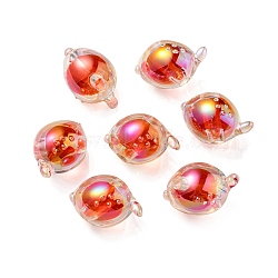UV Plating Rainbow Iridescent Acrylic Beads, Two Tone Bead in Bead, Fish, Red, 15x17x15mm, Hole: 3.5mm(OACR-F004-07G)