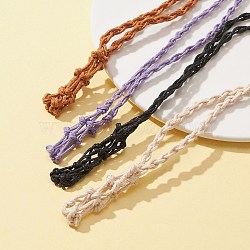 4Pcs 4 Colors Braided Wax Cord Macrame Pouch Necklace Making, Adjustable Wood Bead Interchangeable Stone Necklace, Mixed Color, 35-3/8 inch(90cm), 4mm, 1pc/color(NJEW-FS0001-07)