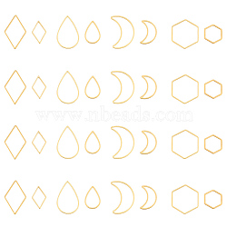 32Pcs 8 Style 304 Stainless Steel Linking Rings, Rhombus & Teardrop & Hexagon & Moon, Golden, 13.5~26x10~20x1mm, 4pcs/style(STAS-UN0041-35)