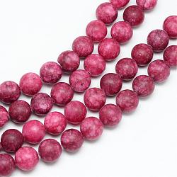 Natural White Jade Bead Strands, Dyed, Frosted, Round, Indian Red, 8~9mm, Hole: 1mm, about 46~48pcs/strand, 14.9 inch(G-R297-8mm-32)