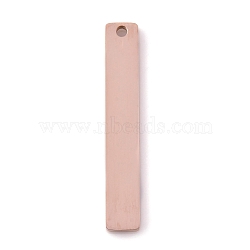 304 Stainless Steel Pendants, Stamping Blank Tag, Laser Cut, Rectangle, Rose Gold, 32x5x1.5mm, Hole: 1.4mm(STAS-P245-46RG)