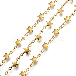 3.28 Feet 304 Stainless Steel Chains, Soldered, Star Link Chains, Golden, 12x6x1mm(X-STAS-P197-059G)