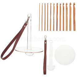 Portable Acrylic Yarn Holder, with Imitation Leather Wrist Strap, Bamboo Knitting Needles Set, Mixed Color(OACR-FG0001-23)