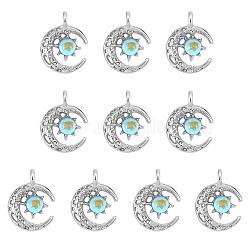 10 Pieces Alloy Moon Charm Pendant Crescent Moon Charms with sun Half Moon pendant for Jewelry Necklace Earring Making Crafts, Silver, 18.5x14mm, Hole: 2.5mm(JX394A)