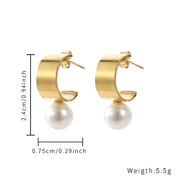 Stainless Steel with Imitation Pearl Gold Plated Earrings