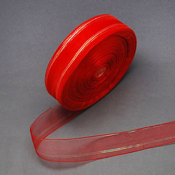 Organza Ribbon, Christmas Ribbon, Red, 7/8 inch(22mm), 100yards/roll(91.44m/roll)
