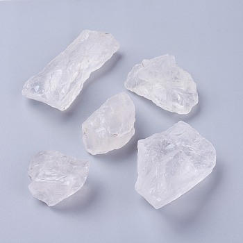 Natural Quartz Crystal Beads, Rock Crystal Beads, Nuggets, No Hole/Undrilled, 15~72x15~39x13~32.5mm, about 100g/bag