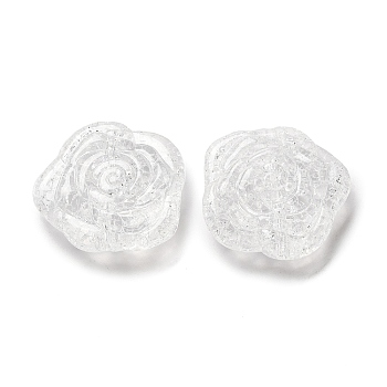 Transparent Crackle Acrylic Beads, Rose, Clear, 28x31x11mm, Hole: 2mm, about 110pcs/500g
