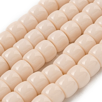 Opaque Glass Beads Strands, Barrel, Antique White, 8x6mm, Hole: 1.6mm, about 61~62pcs/strand, 14.84''~15.16''(37.7~38.5cm)