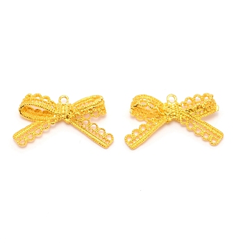 Alloy Pendants, Bowknot, Golden, 23x41x8.5mm, Hole: 2.8mm