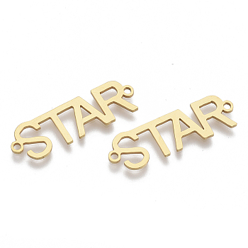 201 Stainless Steel Links connectors, Laser Cut Links, Word Star, Golden, 31x9.5x1mm, Hole: 1.5mm