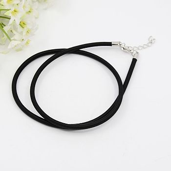 Silk Cord Necklaces Making, with Brass Lobster Clasps, Platinum, Black, 17 inch~18 inch
