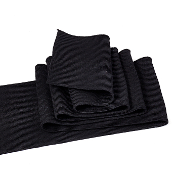 Polycotton Ribbing Fabric for Cuffs, Waistbands Neckline Collar Trim, Knitted Hem, Quilting Cloth, Black, 1000x100x2mm