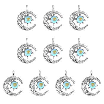 10 Pieces Alloy Moon Charm Pendant Crescent Moon Charms with sun Half Moon pendant for Jewelry Necklace Earring Making Crafts, Silver, 18.5x14mm, Hole: 2.5mm