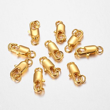 Brass Lobster Claw Clasps, Cadmium Free & Nickel Free & Lead Free, Golden, 16x6mm, Hole: 2.5mm