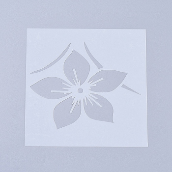 Plastic Reusable Drawing Painting Stencils Templates, for Painting on Scrapbook Paper Wall Fabric Floor Furniture Wood, Plant , White, 130x130x0.2mm