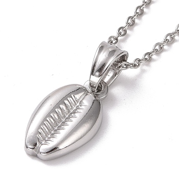 304 Stainless Steel Coffee Bean Pendant Necklace for Women, Stainless Steel Color, 19.69 inch(50cm)