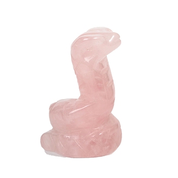 Natural Rose Quartz Carved Snake Figurines, for Home Desktop Decoration, 40mm