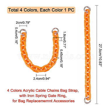 4pcs 4 couleurs chaînes de câble en acrylique sangle de sac(FIND-PH0001-31)-2