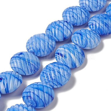 Royal Blue Flat Round Lampwork Beads