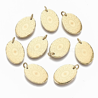 Real 14K Gold Plated Oval 304 Stainless Steel Pendants