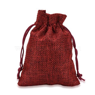 Polyester Imitation Burlap Packing Pouches Drawstring Bags(ABAG-R005-9x12-M)-3