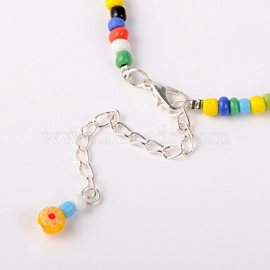 Handmade Millefiori Glass Beads Anklets(X-AJEW-AN00028)-3