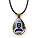 Yoga Theme Alloy Teardrop Pendant Necklace with Wax Rope for Women(CHAK-PW0001-007H)-1