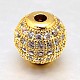 Round Brass Micro Pave Cubic Zirconia Beads(ZIRC-N016-01G-6MM)-1