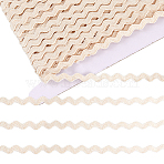 Cotton Wavy Fringe Trim Ribbon, Wave Bending Lace Trim, for Clothes Sewing and Art Craft Decoration, Floral White, 3/8 inch(9.5mm)(OCOR-GF0004-49C)