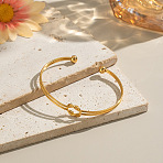304 Stainless Steel Cuff Bangles, Torque Bangles for Women, Knot, Golden, Inner Diameter: 2x2-1/2 inch(5.2x6.5cm)(BJEW-P370-03G)