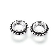 Tibetan Style Alloy Spacer Beads, Donut, Antique Silver, Lead Free & Cadmium Free, 8x2.5mm, Hole: 4mm(X-LF11067Y)