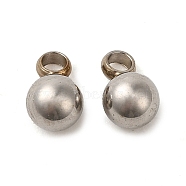 Non-Tarnish 304 Stainless Steel Charms, Ball Charm, Stainless Steel Color, 6.5x4mm, Hole: 1.5mm(STAS-A093-02B-P)