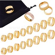 16Pcs 8 Size 201 Stainless Steel Double Groove Band Ring for Men Women, Golden, US Size 5 1/4(15.9mm)~US Size 14(23mm), 2Pc/size(RJEW-UN0002-35G)