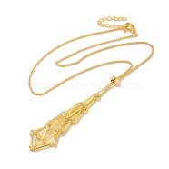 Rack Plating Brass Macrame Pouch Necklace Making for Gemstone Nuggets, with Lobster Claw Clasps and Silicone Beads, Long-Lasting Plated, Cadmium Free & Lead Free, Golden, 17.52 inch(44.5cm)(KK-M285-02A-G)