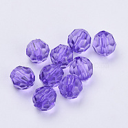Transparent Acrylic Beads, Faceted, Round, Blue Violet, 10x9.5mm, Hole: 1.8mm, about 990pcs/500g(TACR-Q257-10mm-V50)